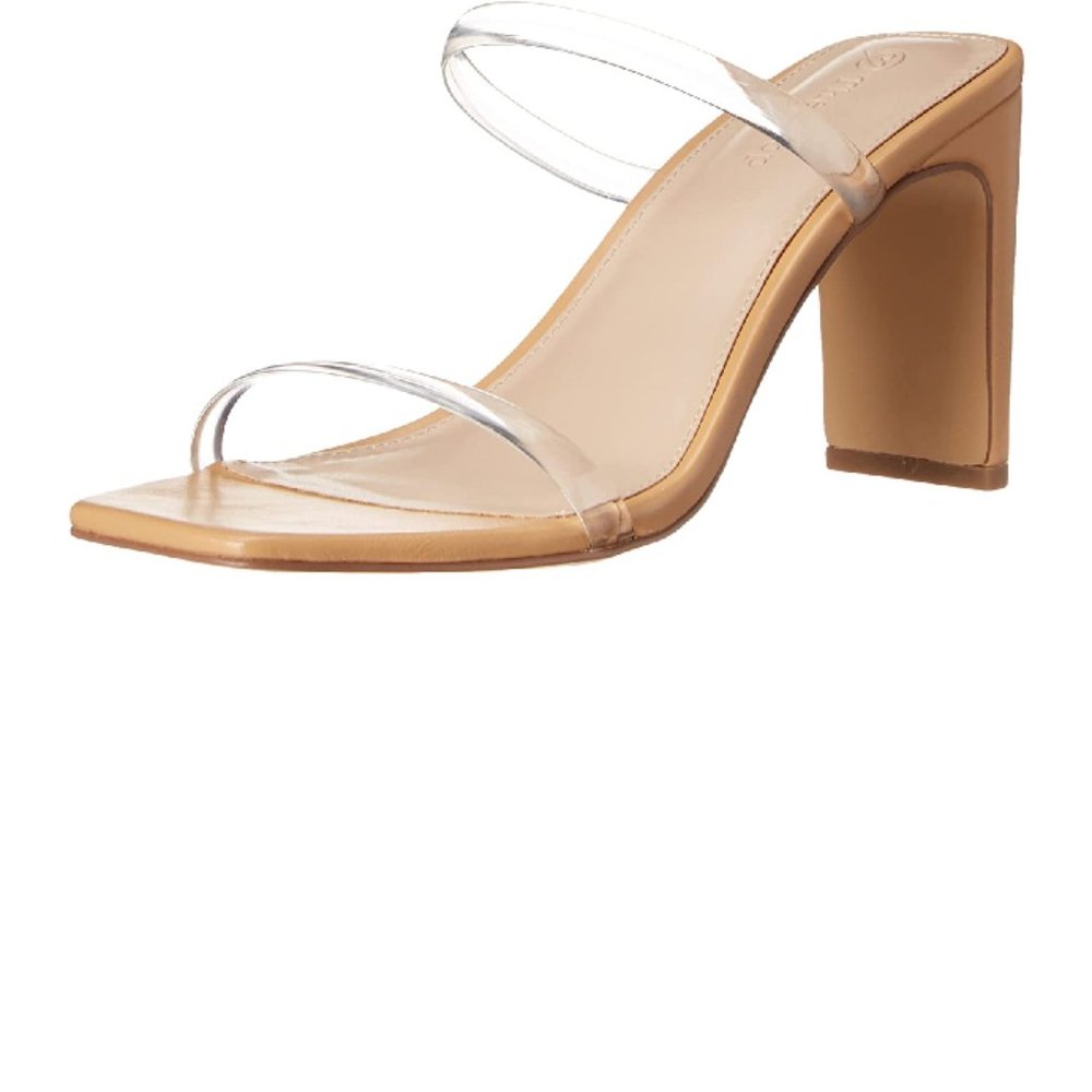 The Drop Women's Avery Square Toe Two Strap High Heeled Sandal